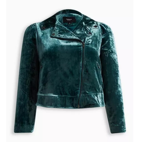 Torrid Teal Velvet Jacket - Picture 4 of 7